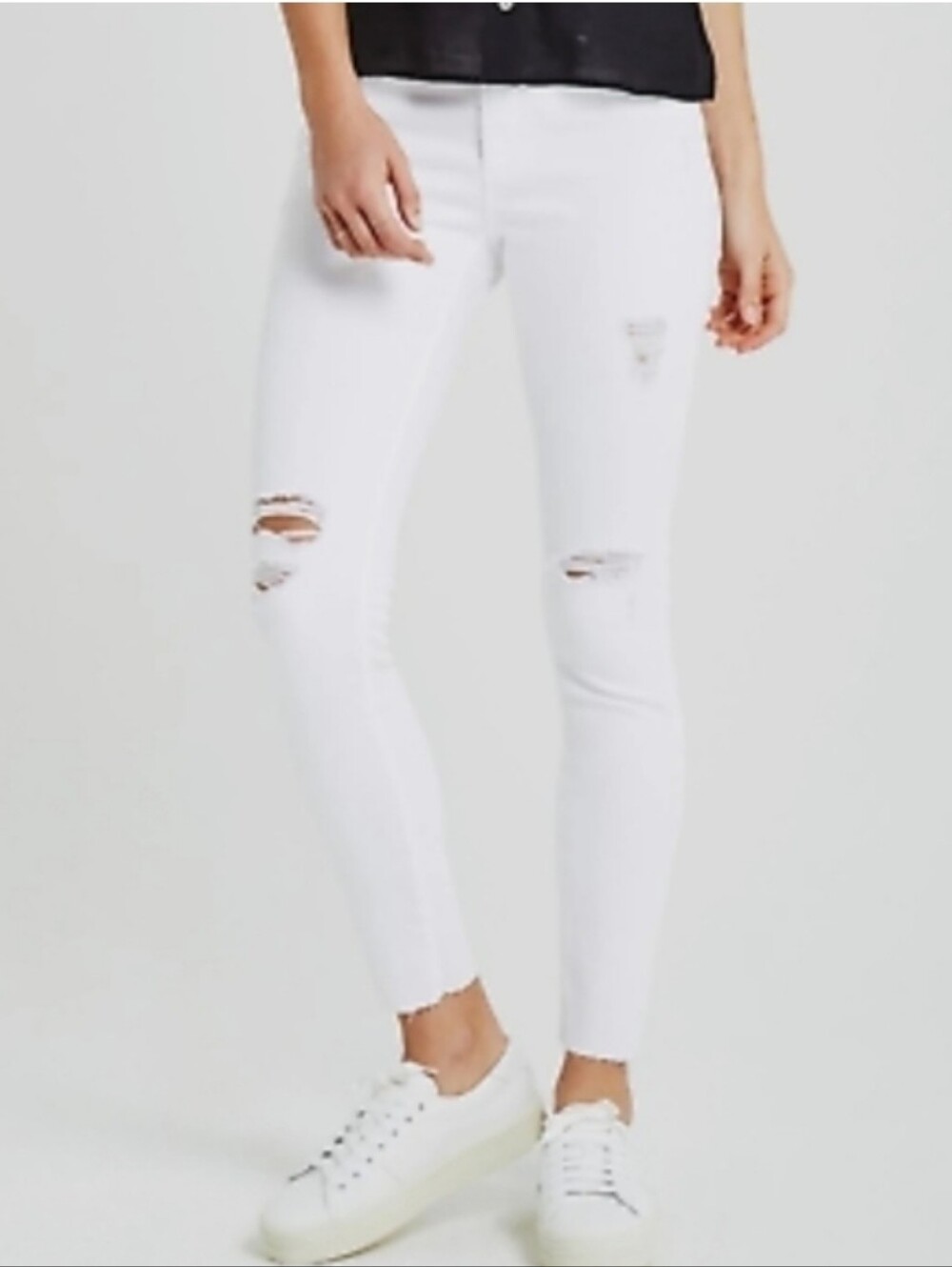 AG‎ Adriano Goldschmied White Legging Skinny Ankle 28R Distressed Jeans Women